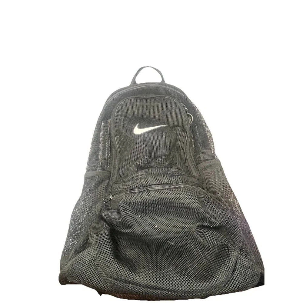 NIKE Brasilia Mesh Backpack 🎒 Black/Black/White, One Size